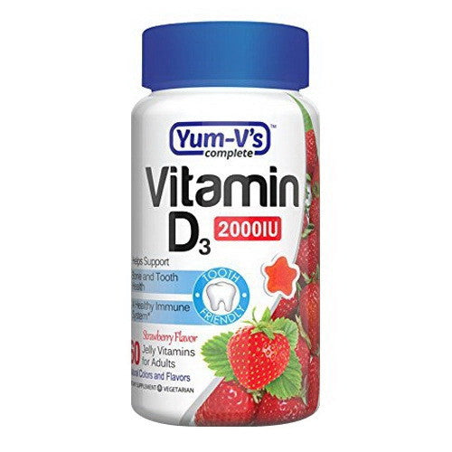 YumVs Complete Vitamin D3 2000 IU Supplement Jellies for Adults, Strawberry, 60 Ea