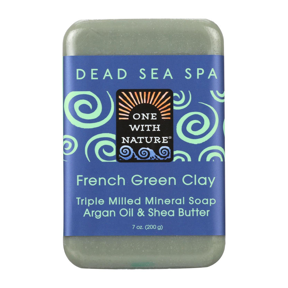 One With Nature Dead Sea Spa French Green Clay Mineral Soap, 7 Oz
