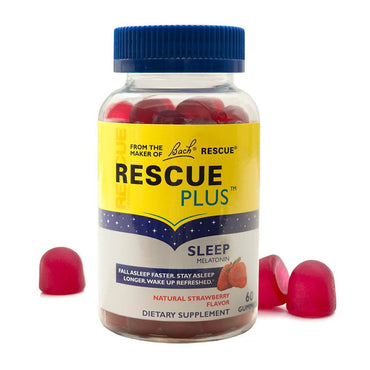 Bach Flower Remedies Rescue Plus Sleep Melatonin Gummy Strawberry 2.5 mg, 60 Ea