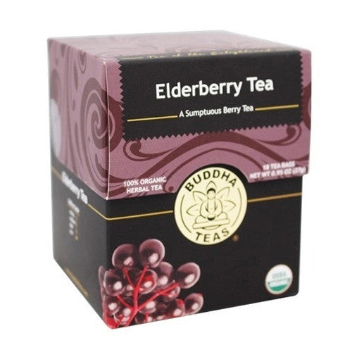 Buddha Teas Elderberry 100% Organic Caffeine Free Herbal Tea Bags, 18 Ea