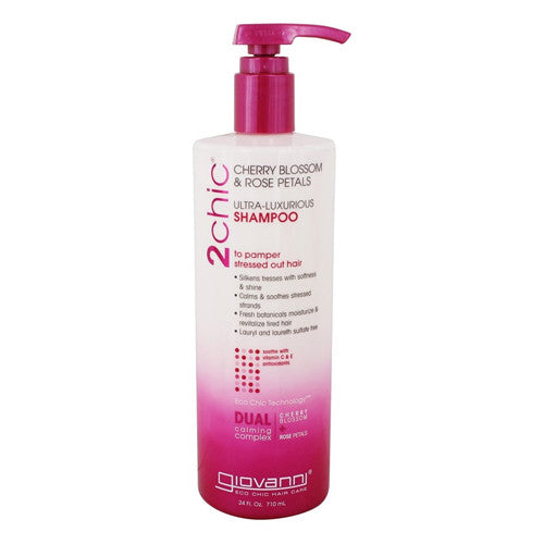 Giovanni 2chic Ultra Luxurious Dual Calming Complex Hair Shampoo With Cherry Blossom and Rose Petals, 24 Oz