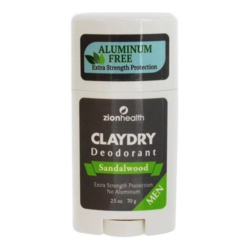 Zoin Health Clay Dry Extra Strength Protection Aluminum Free Deodorant for Men, Sandalwood, 2.5 Oz