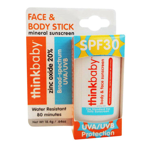 Thinkbaby UVA and UVB Protection SPF 30 Face and Body Mineral Sunscreen Stick For Children, 0.64 Oz