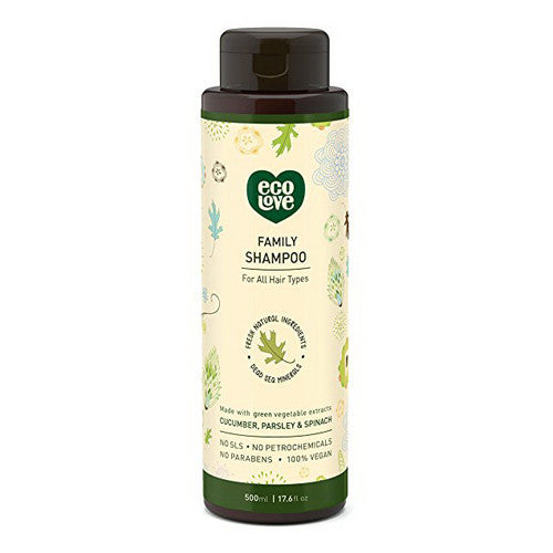 Ecolove Pure Vegan Family Hair Shampoo For All Types of Hair With Dead Sea Water, 17.6 Oz