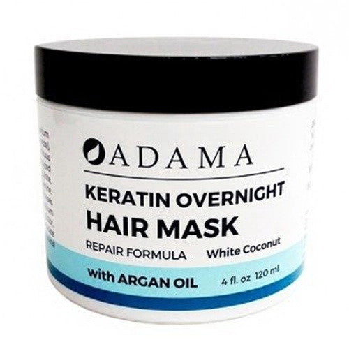 Zion Health Adama Keratin Over Night Hair Mask Repair Formula with Argan Oil, White Coconut, 4 Oz