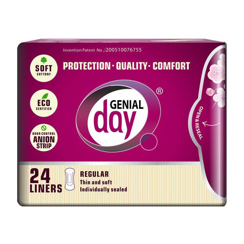 Genial Day Feminine Liners With Anion Strip, 24 Ea