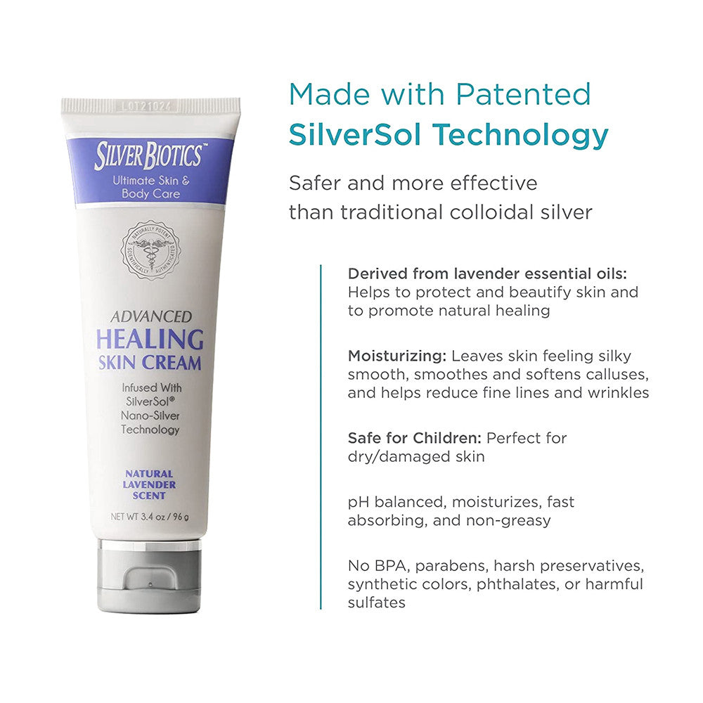 American Biotech Labs Silver Biotics Advanced Healing Skin Cream, Natural Lavender Scent, 3.4 Oz