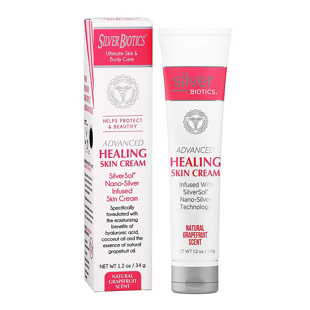 American Biotech Labs Silver Biotics Advanced Healing Skin Cream Natural Grapefruit Scent 1.2Oz (34g)