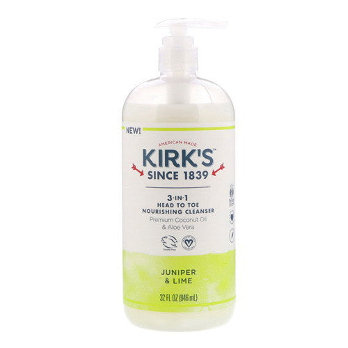 Kirk's 3-in-1 Head to Toe Nourishing Body Cleanser, Juniper Lime, 32 Oz