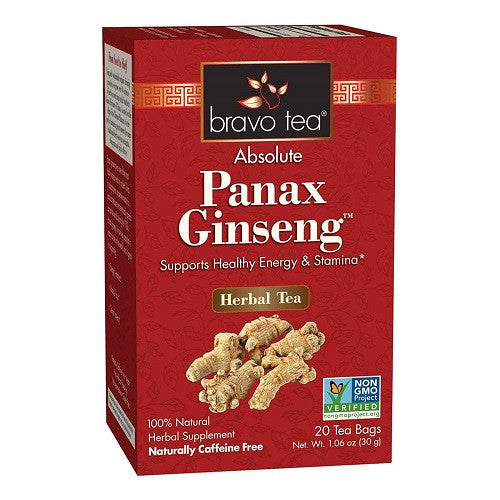 Bravo Tea Absolute Panax Ginseng Herbal Tea Bags, 20 Ea