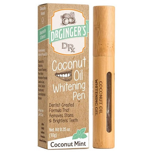 Dr Gingers Coconut Oil Teeth Whitening Pen Low Sensitivity Coconut Mint Removes Stains and Brightens Teeth 0.35Oz (10g)