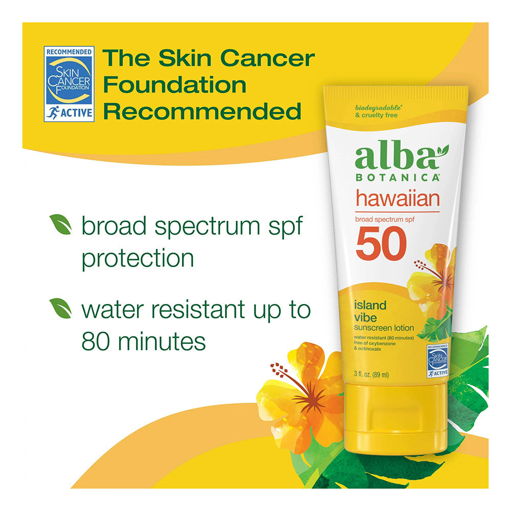 Alba Botanica Hawaiian Island Vibe Face Sunscreen Lotion, SPF 50, 3 Oz