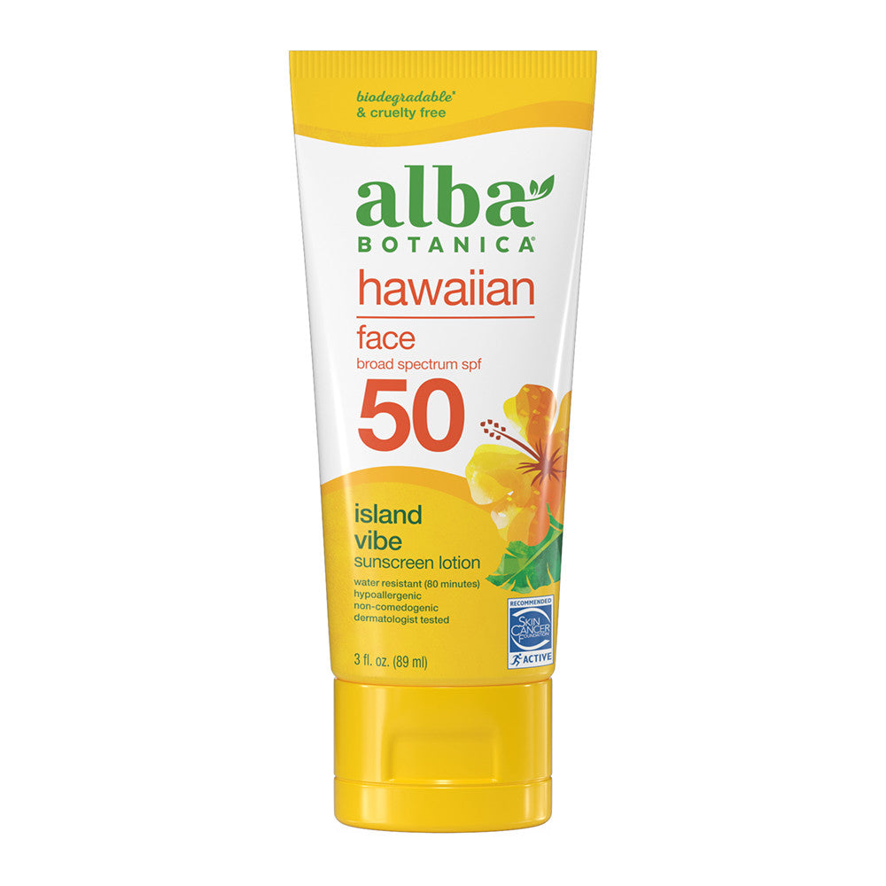 Alba Botanica Hawaiian Island Vibe Face Sunscreen Lotion, SPF 50, 3 Oz