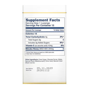 Manuka Health MGO 400+ Manuka Honey Blackcurrant Lozenges, 2.26 oz