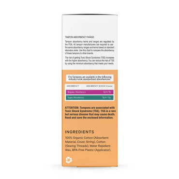 The Honey Pot Company Duo Pack Organic Bio Plastic Applicator Tampon 9 Reg 9 Super, 1 Ea