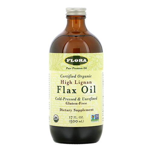 Flora Organic High Lignan Flax Oil for Digestive System Support 17Oz (500ml)