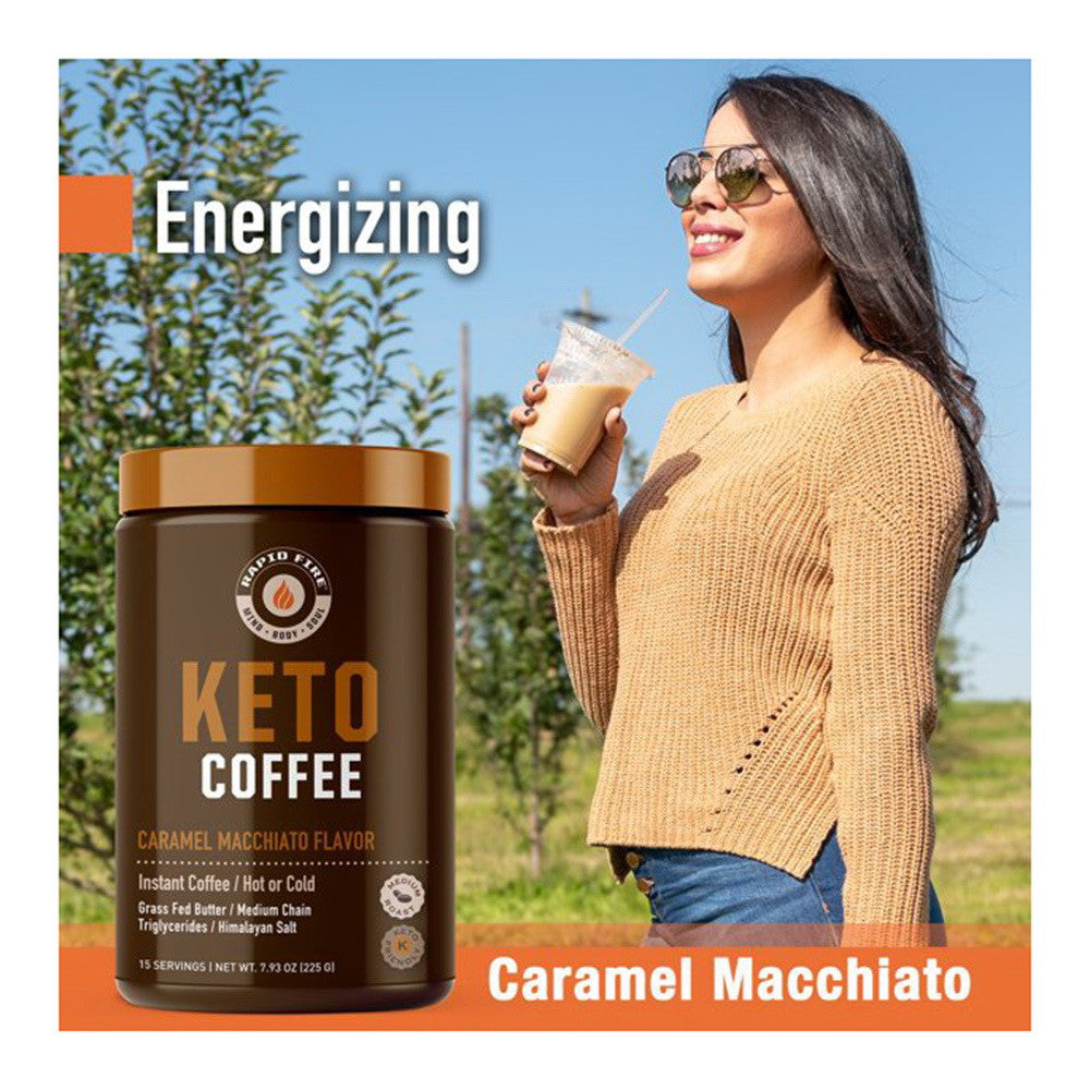 Rapid Fire Keto Friendly Caramel Macchiato Medium Roast, Instant Coffee, 7.93 Oz