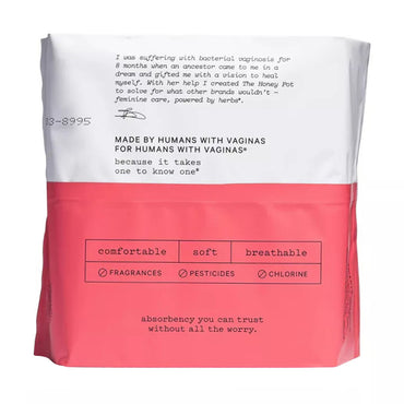 The Honey Pot Company Herbal Post Partum Pads with Wings, Organic Cotton Cover, 12ct