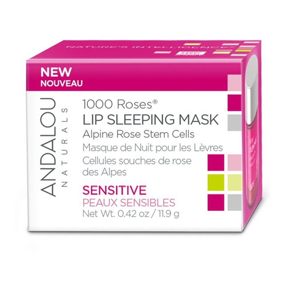 Andalou Naturals 1000 Roses Soothing Lip Sleeping Mask Nourishes and Hydrated Dry Lips, 0.42 Oz