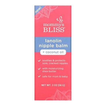 Mommys Bliss Lanolin Nipple Balm Breastfeeding Cream with Coconut Oil And Shea Butter, 2 Oz