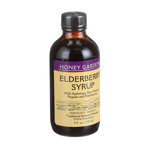 Honey Gardens Elderberry Syrup With Apitherapy Raw Honey Propolis And Elderberries, 4 Oz
