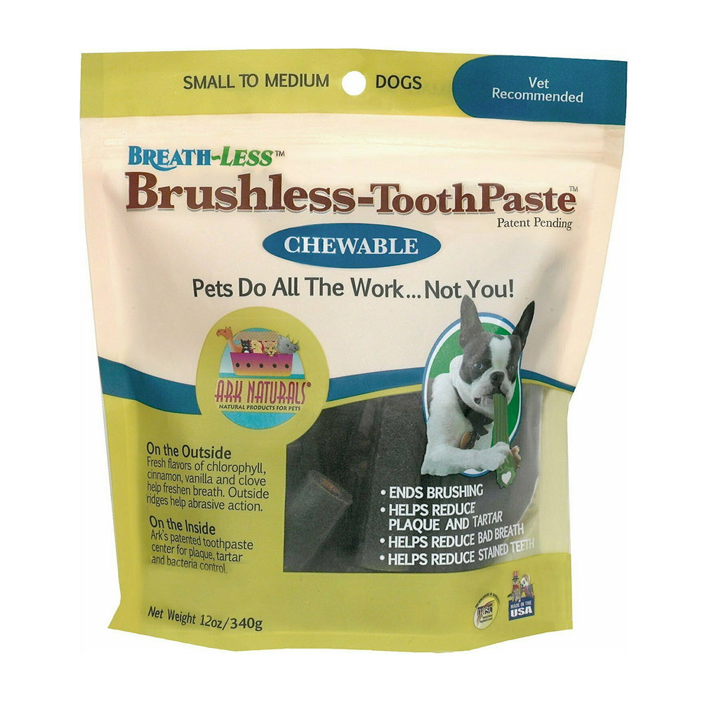 Ark Naturals Brushless Toothpaste 4 in 1 Cleaning Dental Chews Helps Freshen Breath Small for Dogs 12Oz (340g)