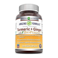 Amazing Formulas Turmeric Curcumin & Ginger with BioPerine 1500 Mg Veggie Capsules, 180 Ea