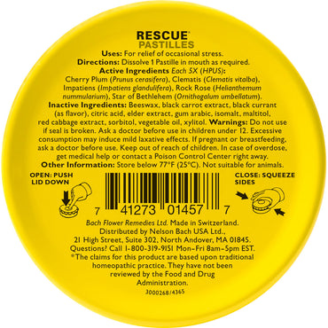 Bach Original Flower Essences Rescue Remedy Stress Relief Pastilles, Black Currant, 1.7 Oz
