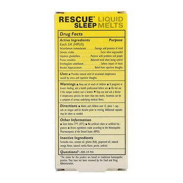 Bach Original Flower Remedies Rescue Sleep Liquid Melts, Natural Sleep Aid, 28 Capsules
