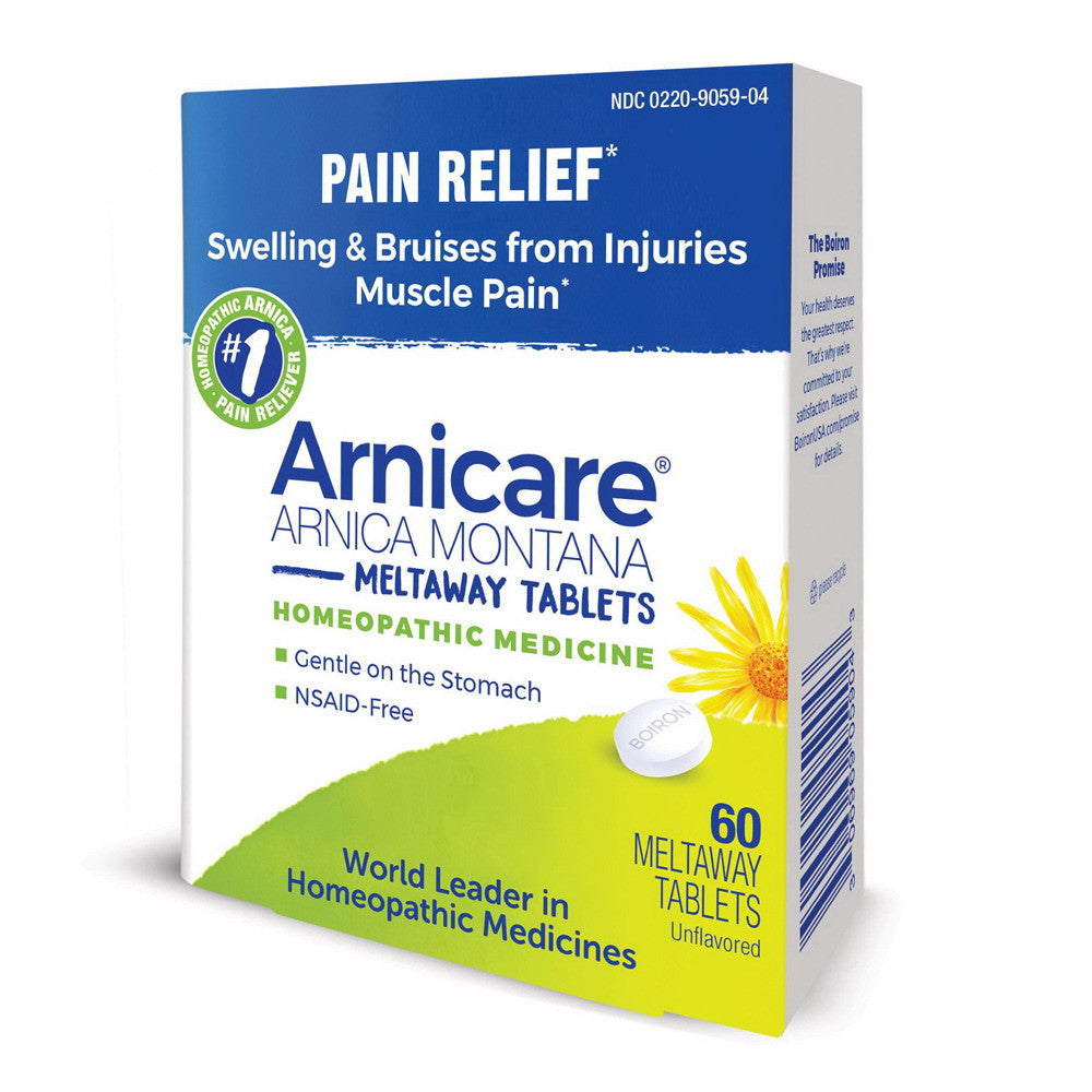 Boiron Arnicare Arnica Homeopathic Meltaway Tablets for Pain Relief, 60 Ea
