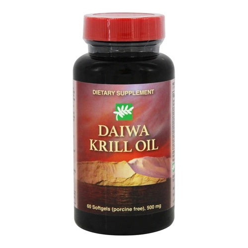 Daiwa Krill Oil 500mg with Omega3s Super Antioxidant Made with Pure Oil Support Heart Health Enhances Mental Clarity and Joint Comfort Softgels 60Ea