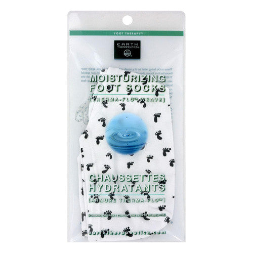 Earth Therapeutics Moisturizing Foot Sock White With Footprints, 1 Pr