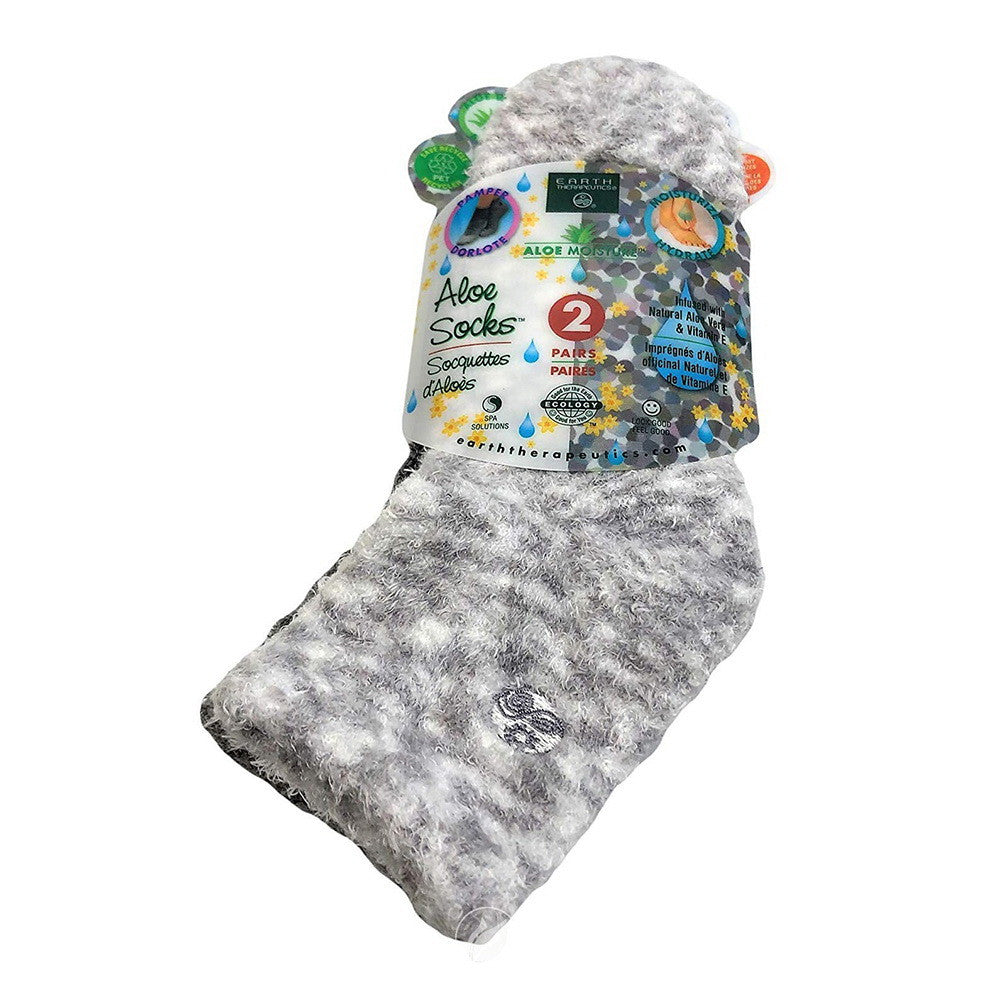 Earth Therapeutics Aloe Moisture Socks, Gray Plaid, 2 Pair