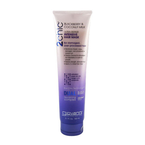 Giovanni 2Chic Ultra-Repair Intensive Hair Mask, Blackberry and Coconut Oil, 5.1 Oz