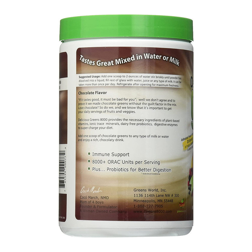 Greens World Delicious Greens 8000 Chocolate - 10.6 oz