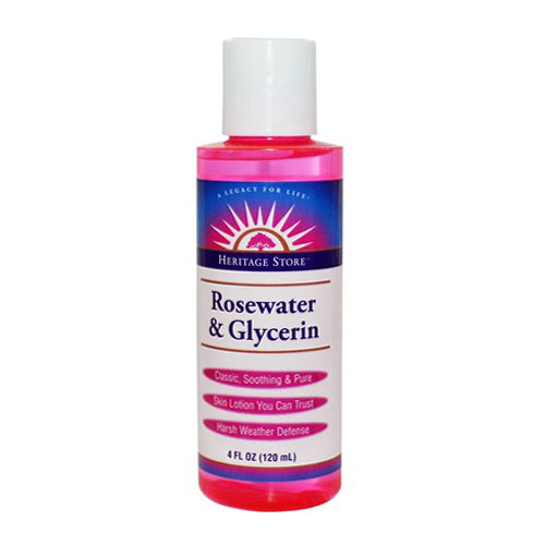 Heritage Store Rosewater and Glycerin Hydrating Facial Splash for Radiant Looking Skin 4Oz (118ml)