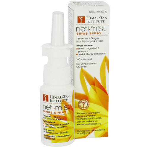 Himalayan Institute Neti Mist Sinus Spray, Tangerine And Ginger - 1 Oz