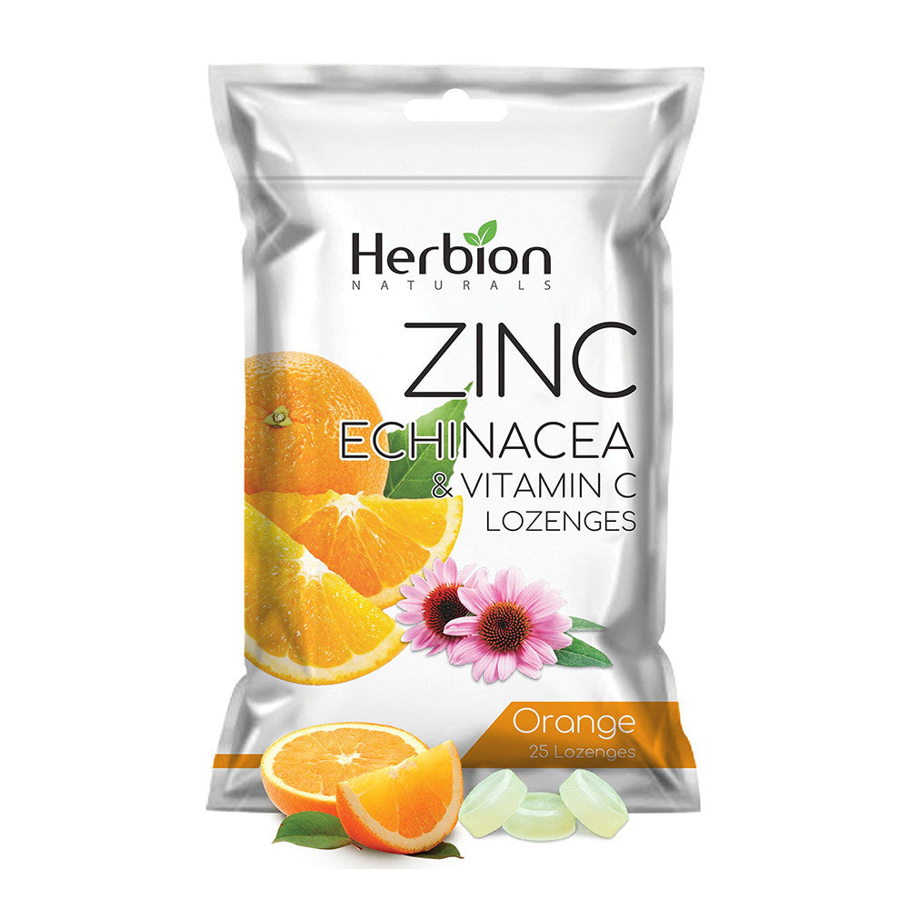 Herbion Naturals Zinc, Echinacea And Vitamin C Lozenges with Natural Orange Flavor, 25 Ct