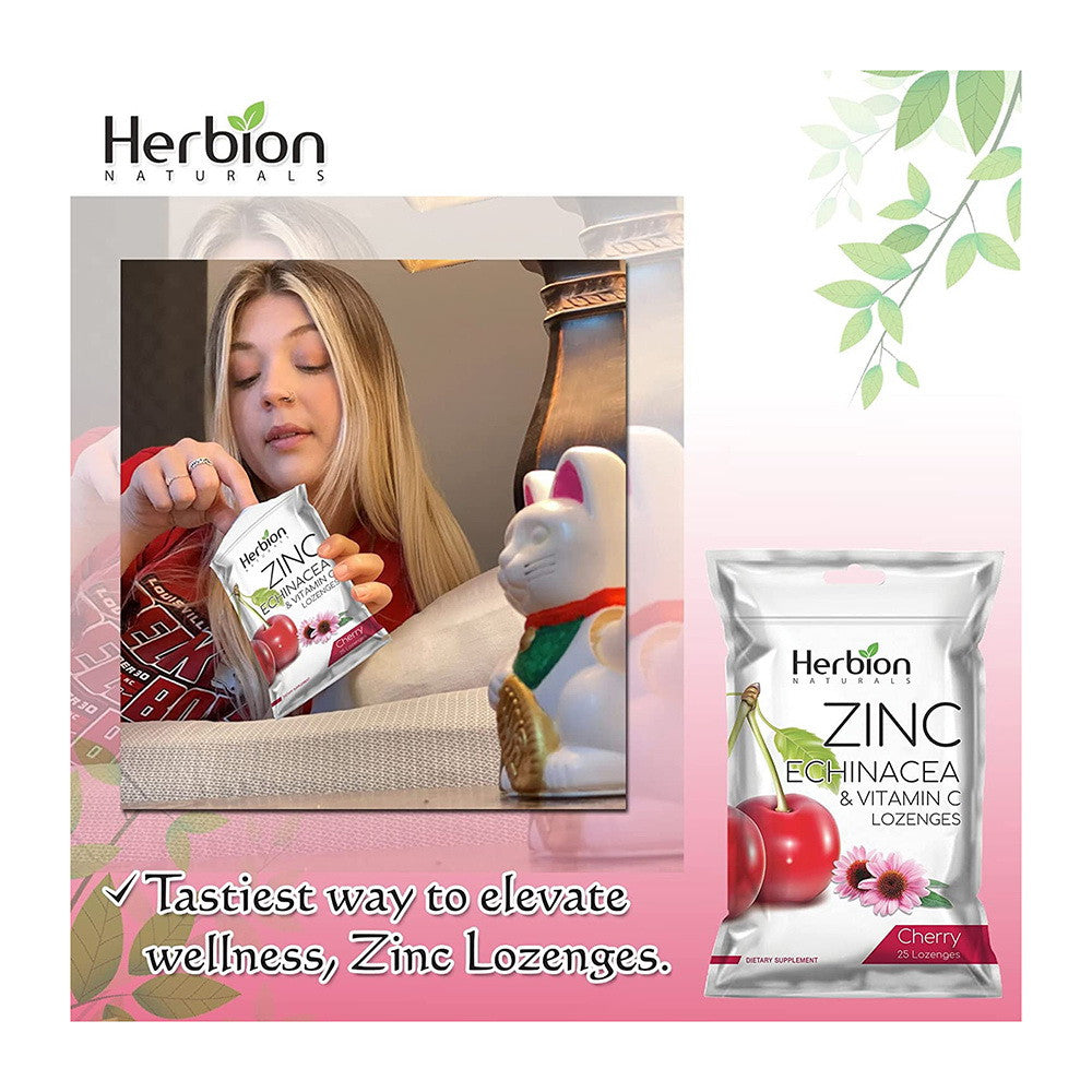 Herbion Naturals Zinc, Echinacea & Vitamin C Lozenges with Natural Cherry Flavor - 25 CT