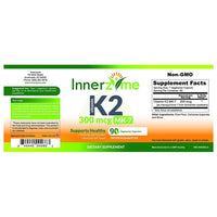 Innerzyme Vitamin K2 Mk-7 300 mcg Vegetarian Capsules, 90 Ea
