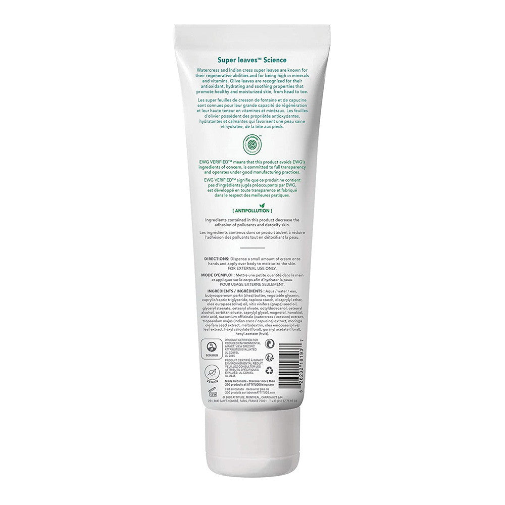 Attitude Super Leaves Hypoallergenic Nourishing Body Cream Olive Leaves, 8 Oz