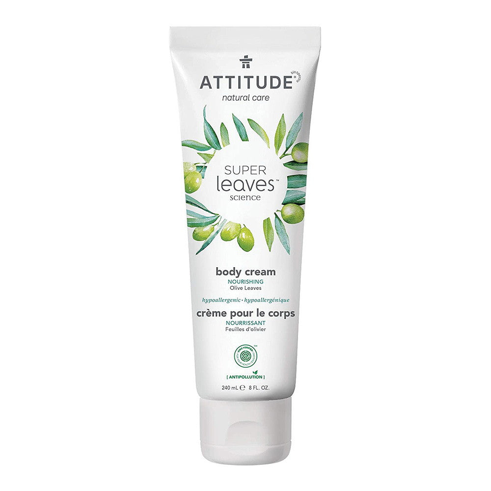 Attitude Super Leaves Hypoallergenic Nourishing Body Cream Olive Leaves, 8 Oz