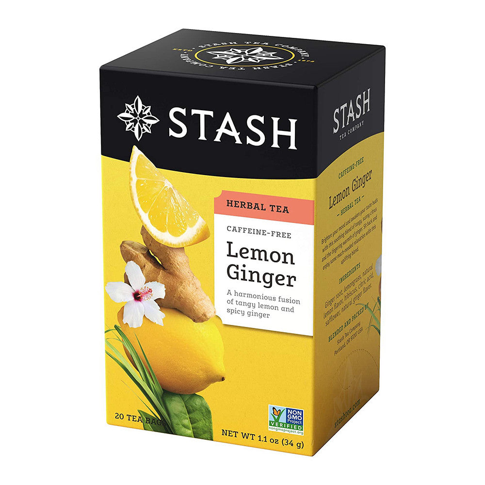 Stash Herbal Tea Lemon Ginger, Caffeine Free, 1.1 Oz, 20 Ea
