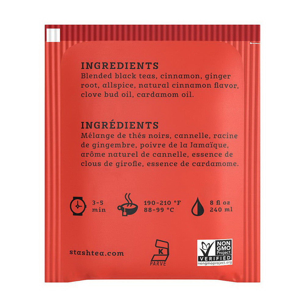 Stash Tea Black Tea-Chai Spice Tea Bags, 20 Ea
