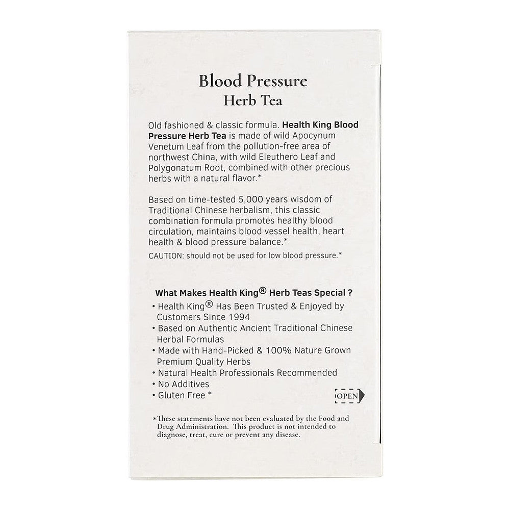 Health King Medicinal Teas Blood Pressure Herb Tea Bags, 20 Ea