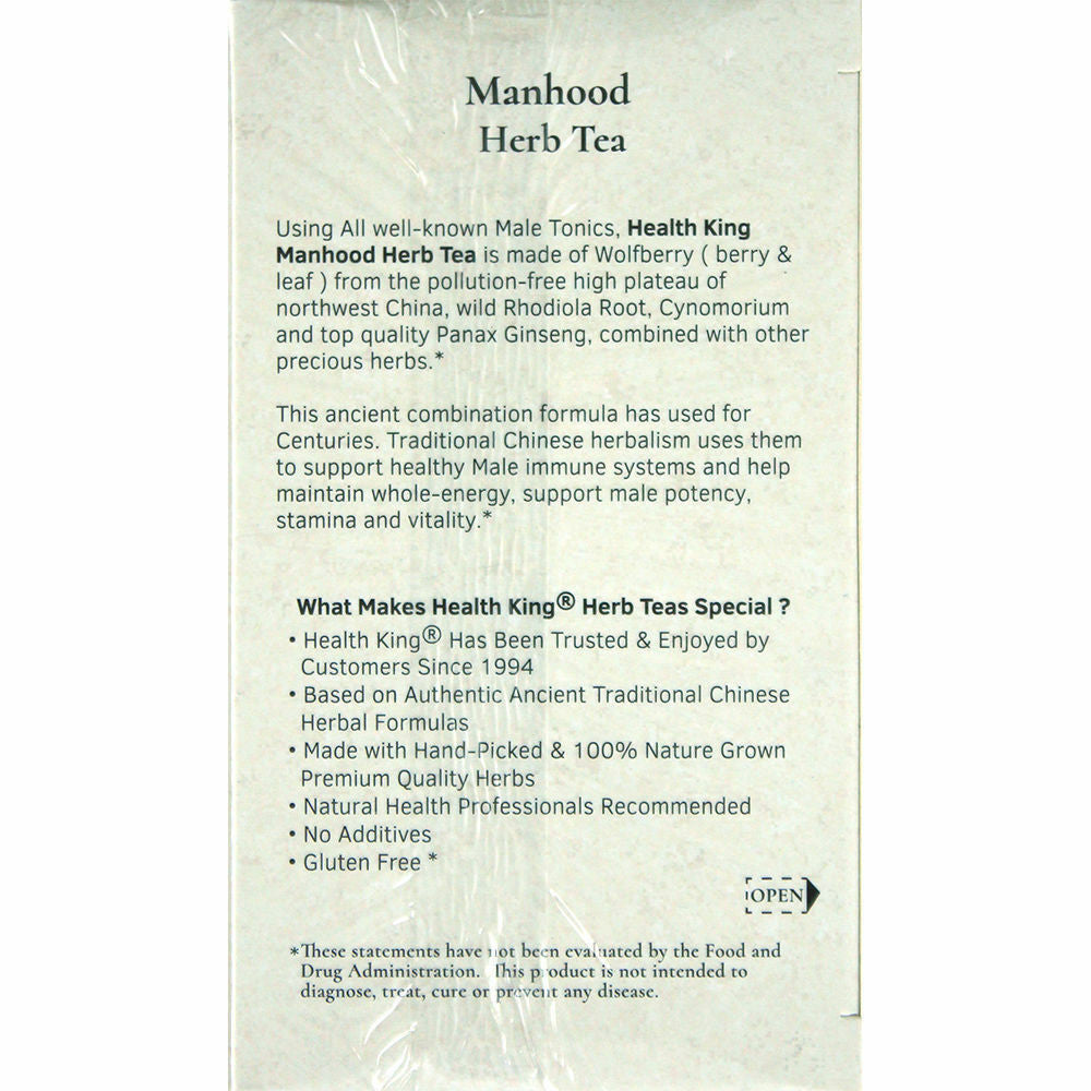 Health King Manhood Herb Tea bags, 20 Ea
