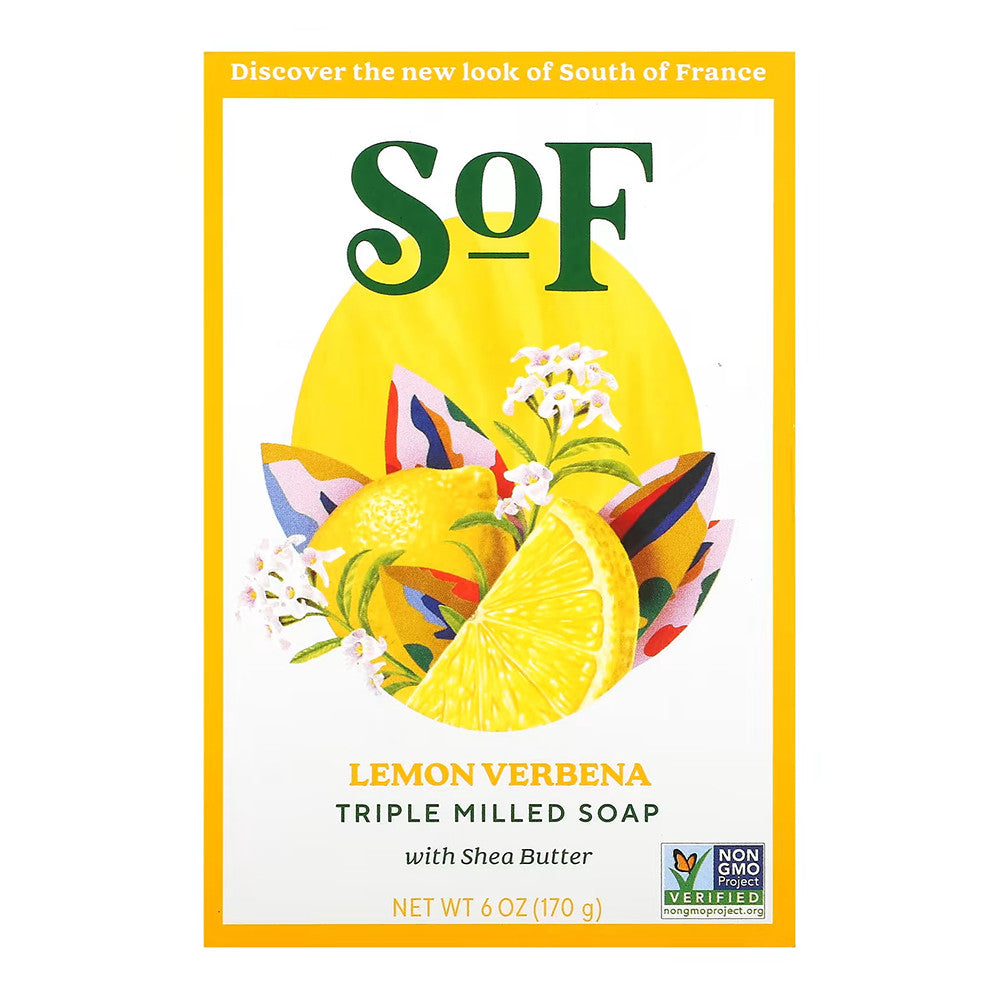 South Of France French Milled Vegetable Bar Soap Lemon Verbena, 6 Oz