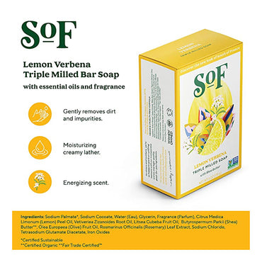 South Of France French Milled Vegetable Bar Soap Lemon Verbena, 6 Oz