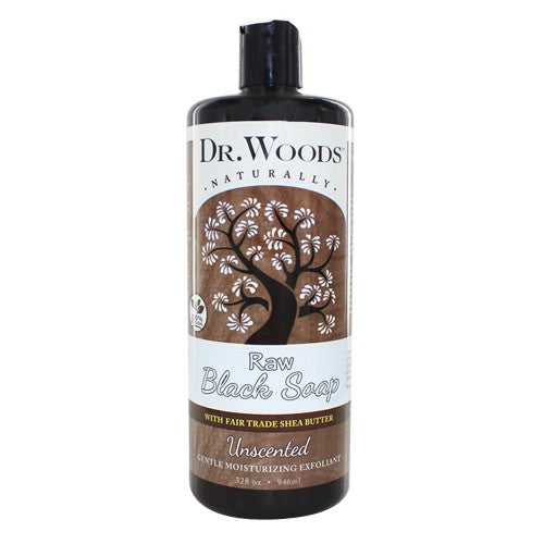 Dr Woods Liquid Raw Black Soap with Fair Trade Shea Butter, Unscented, 32 Oz