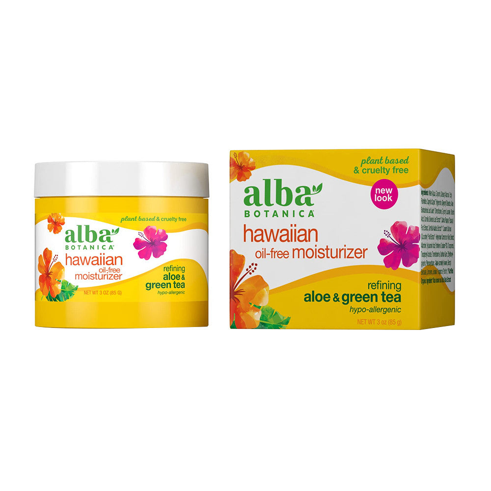 Alba Botanica Hawaiian Aloe And Green Tea Oil Free Skin Moisturizer, 3 Oz